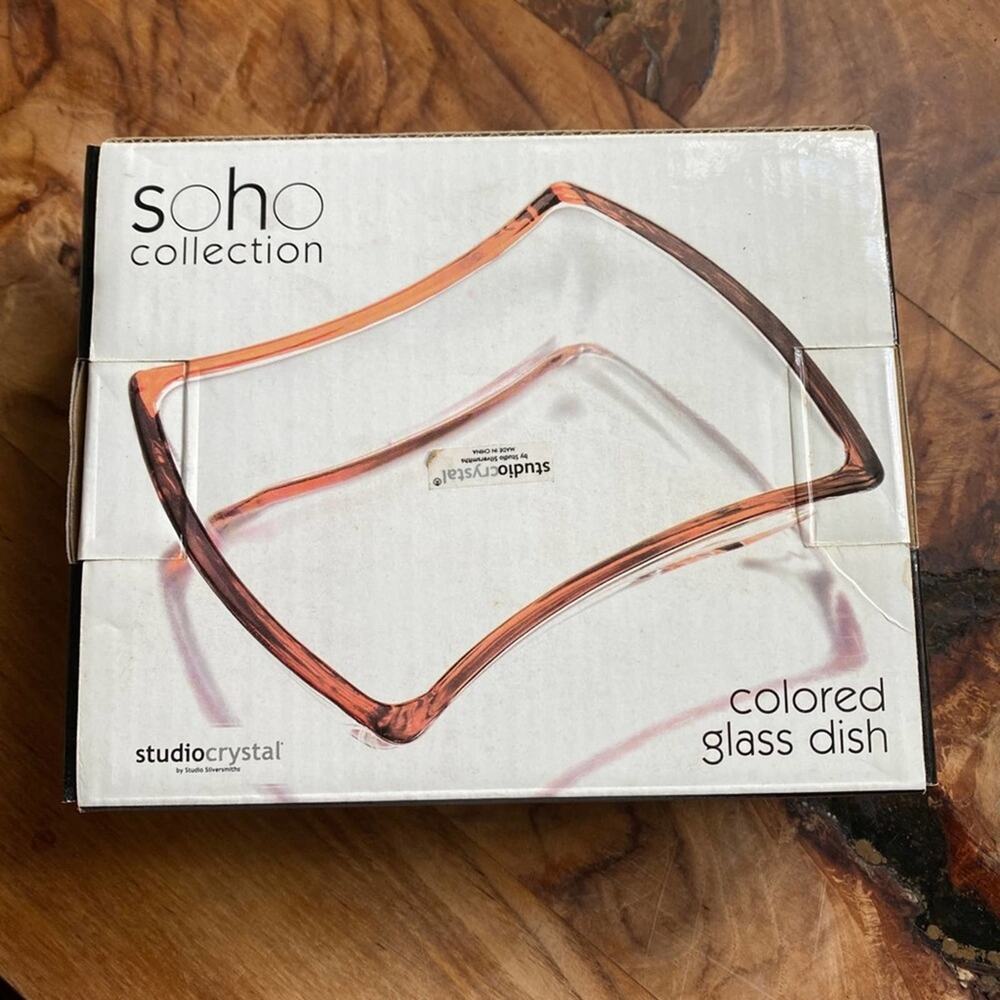 Soho Collection Colored Glass Dish - Golden Amber - New in Opened‎ Box